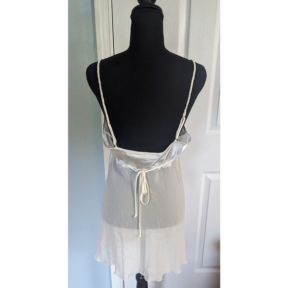Linea Donatella Sheer White Chemise Nightgown Sz Medium Women's Tie Back Slip - Picture 3 of 10